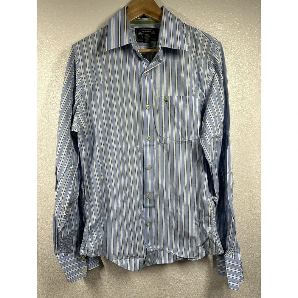 Abercrombie & Fitch Shirt Mens Large Muscle Fit Long Sleeve Striped Pocket Casua